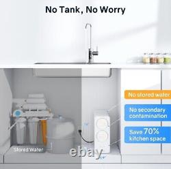 8 Stage Reverse Osmosis System, 1000 GPD Tankless Under Sink Smart LED Faucet