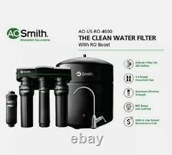 AO Smith 4-Stage Reverse Osmosis Water Filter System Under Sink NSF Certified