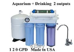 Aquarium Drinking 120GPD REVERSE OSMOSIS RO+DI WATER FILTER SYSTEM USA Made 125