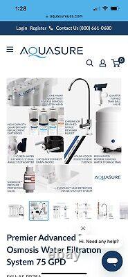 Aquasure Premier Advanced Reverse Osmosis Water Filtration System 75 GPD