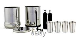 Berkey Water Filter System with PF2 & 4 FREE SS Cups- Travel, Big, Royal, Crown