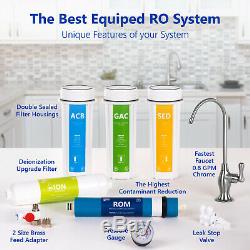 Deionization Reverse Osmosis Water Filtration System RO DI with Gauge 100GPD