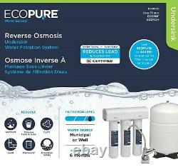 EcoPure ECOP30 Premium 3-Stage Reverse Osmosis Undersink Water Filter System