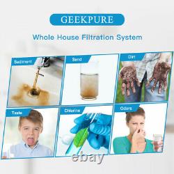Geekpure 2 Stage Big Whole House Filter Clear Blue System 1 Port 20 x 4.5