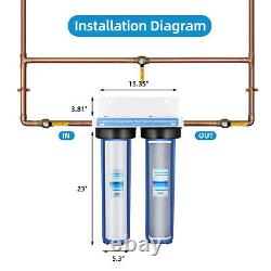 Geekpure 2 Stage Big Whole House Filter Clear Blue System 1 Port 20 x 4.5