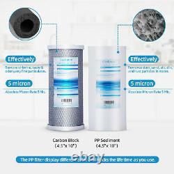 Geekpure 2 Stage Clear Big Blue Whole House Filter System 1 Port 10 x 4.5