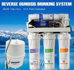 Kitchen RO drinking systems REVERSE OSMOSIS 50GPD W / PUMP Filter 5 STAGES TDS&