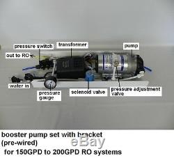 Large Booster Pump Assembly 150 200GPD RO Reverse Osmosis System UP Pressure Use