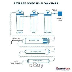 LiquaGen 6 Stage pH Alkaline Reverse Osmosis Home Drinking Water Filter System