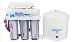 Premier Reverse Osmosis Water Filtration System 50 GPD 5 Stage Clear Housing USA