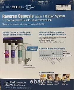 Pure Blue H2O Reverse Osmosis Water Filtration System 3 Stage with Faucet New