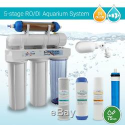 Reef Aquarium Reverse Osmosis Deionization RO DI System +Float Valve 75 GPD 0PPM
