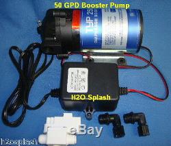 Reverse Osmosis System 75gpd 5 Stage RO UV Booster Pump Water Filter H2O Splash