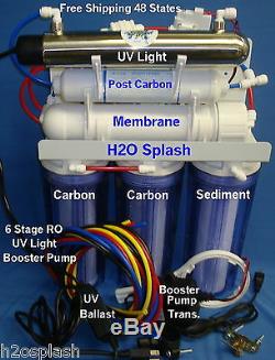 Reverse Osmosis System-Clear 6 Stage RO+UV+Booster Pump/75G/Water Filter No Tank