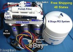 Reverse Osmosis System RO 100/150gpd 6 Stage DI UV Booster Pump Water Filter
