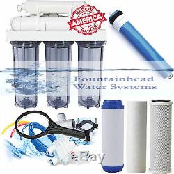Reverse Osmosis Water Filter Clear Housings Core System 100 GPD Made in the USA
