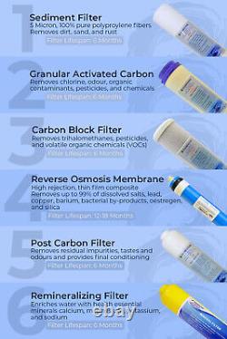 Reverse Osmosis Water Filter System 50 GPD 6 Stage Pumped for Residential Use