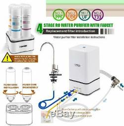 Reverse Osmosis Water Filtration System 4 Stage RO Water Purifier with Faucet