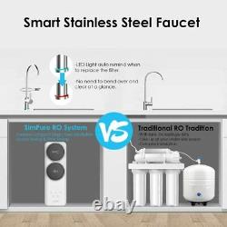 SimPure 400GPD Tankless Reverse Osmosis Water Filtration System Smart Faucet