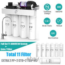 SimPure 400GPD UV Reverse Osmosis RO Drinking Water Filter System Extra Filters
