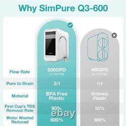 SimPure 600GPD 7 Stage Reverse Osmosis Tankless Water System Extra 3-Year Filter