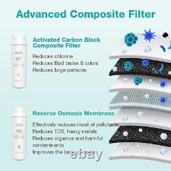 SimPure 600GPD Reverse Osmosis RO Water Filter System Under Sink+Extra CF Filter