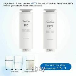 SimPure Reverse Osmosis Water Filtration System Tankless 400 GPD TDS Reduction