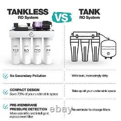 SimPure T1-400GPD 8 Stage UV Tankless Reverse Osmosis RO Water Filtration System