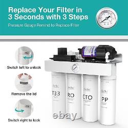 SimPure T1-400GPD UV Reverse Osmosis RO Water Filter System Under Sink+3 Filters