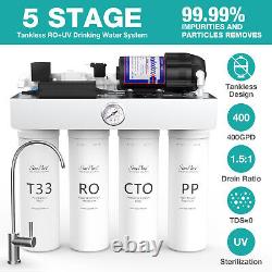 SimPure T1-400G UV Reverse Osmosis RO Tankless Water Filtration System Purifier