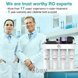 T1-400 GPD 8 Stage UV Reverse Osmosis Alkaline pH+ Water Filter System Purifier