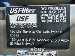 US Filter Reverse Osmosis Water System 150GPM 216K gal/day RO 7 Codeline 80A60