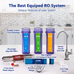 Ultraviolet Reverse Osmosis Water Filtration System Clear with Gauge 100 GPD
