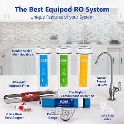 Ultraviolet Reverse Osmosis Water Filtration System RO UV with Gauge 100GPD
