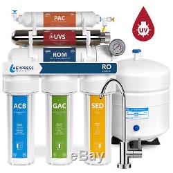Ultraviolet Reverse Osmosis Water Filtration System RO UV with Gauge 100 GPD