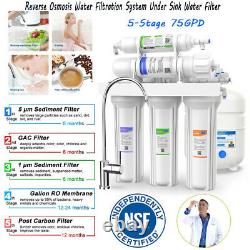 Under Sink 5 Stage Reverse Osmosis Drinking Water Filter System with Faucet&Tank