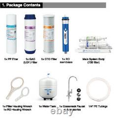 Under Sink 5 Stage Reverse Osmosis Water Filtration TDS Reduction 100 GPD