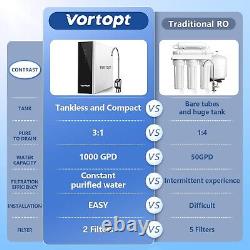 Vortopt Reverse Osmosis System Water Filter Under Sink Water Purifier WHITE