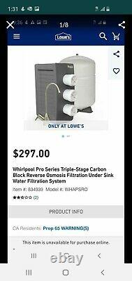 Whirlpool Pro Series Triple-Stage Carbon Block Reverse Osmosis Filtration System