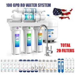 100 Gpd Système De Filtration D'eau À Osmose Inverse 5 Étapes + 15 Filtre Supplémentaire