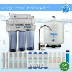 5 Stage Home Reverse Osmosis System 16 Filtres À Eau 75gpd Robinet Nickel Moderne