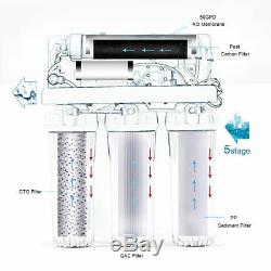 5stage Réseau D'eau Potable Pour Toute La Maison Purificateur D'eau 50gpd Filtre À Membrane D'osmose Inverse