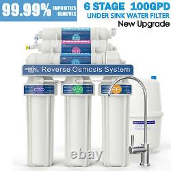 6 Étape 100gpd Alkaline Reverse Osmosis Drinking Water Filter System Purifier Us