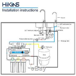Hikins 5 Étapes Système D'osmose Inverse 125g Sous L'évier De Filtration D'eau Ro