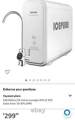 Icepure Système D'osmose Inverse Sous Évier, 600 Gpd, 1,51 Pure To Drain, Tds