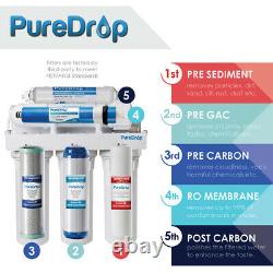 Puredrop 5 Stage Système D'osmose Inverse Eau Potable Ro Avec Filtres Supplémentaires
