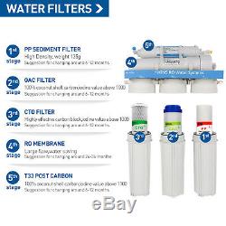 HiKiNS Jeu de filtres à eau de rechange pour systèmes de filtration d’eau RO comprenant 10 sédiments de PP CTO et T33. charbon actif GAC 