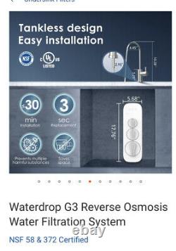 Système De Filtration D'eau Par Osmose Inverse De Goutte D'eau, Sans Réservoir, 400gpd, Robinet Intelligent