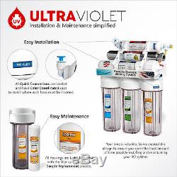 Système De Filtration D'eau Par Osmose Inverse Ultra Violet Uv À 6 Étapes 100gpd Avec Stérilisateur Ro