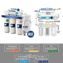 Système De Filtration D'eau Potable Par Osmose Inverse À 5 Étapes Withfaucet + Réservoir Nsf Certifié